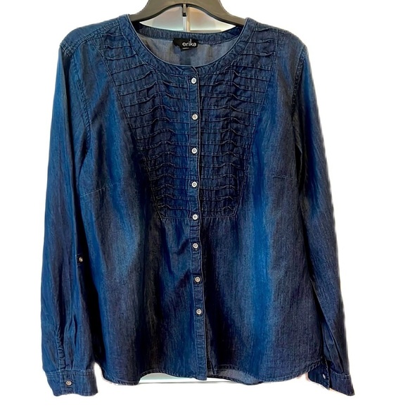 Erika Denim Button Down Long Sleeves Shirt Size XL - Picture 1 of 8